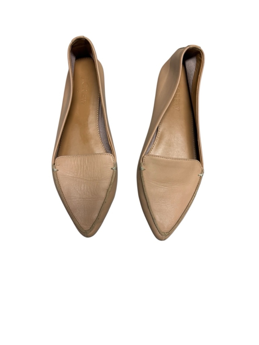 J. Crew Pointed Toe Leather Flats in Tan
